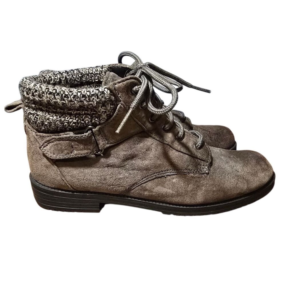 RUGGED OUTBACK Women's Grey Suede Sweater‎ Top Ankle Hiking Boots Size 8